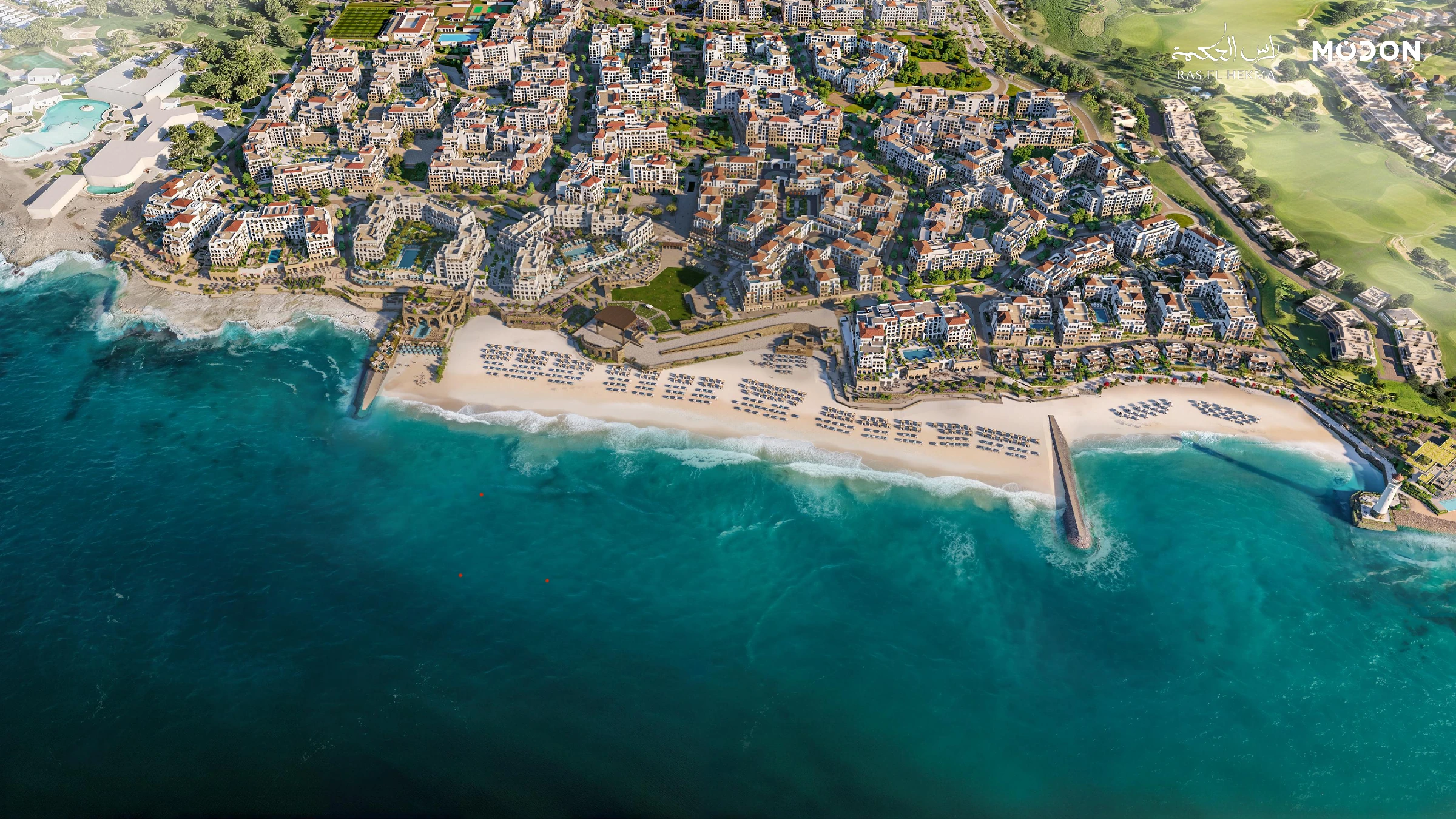 Modon’s intended Beach Plaza apartment setting, not an operating-building photograph