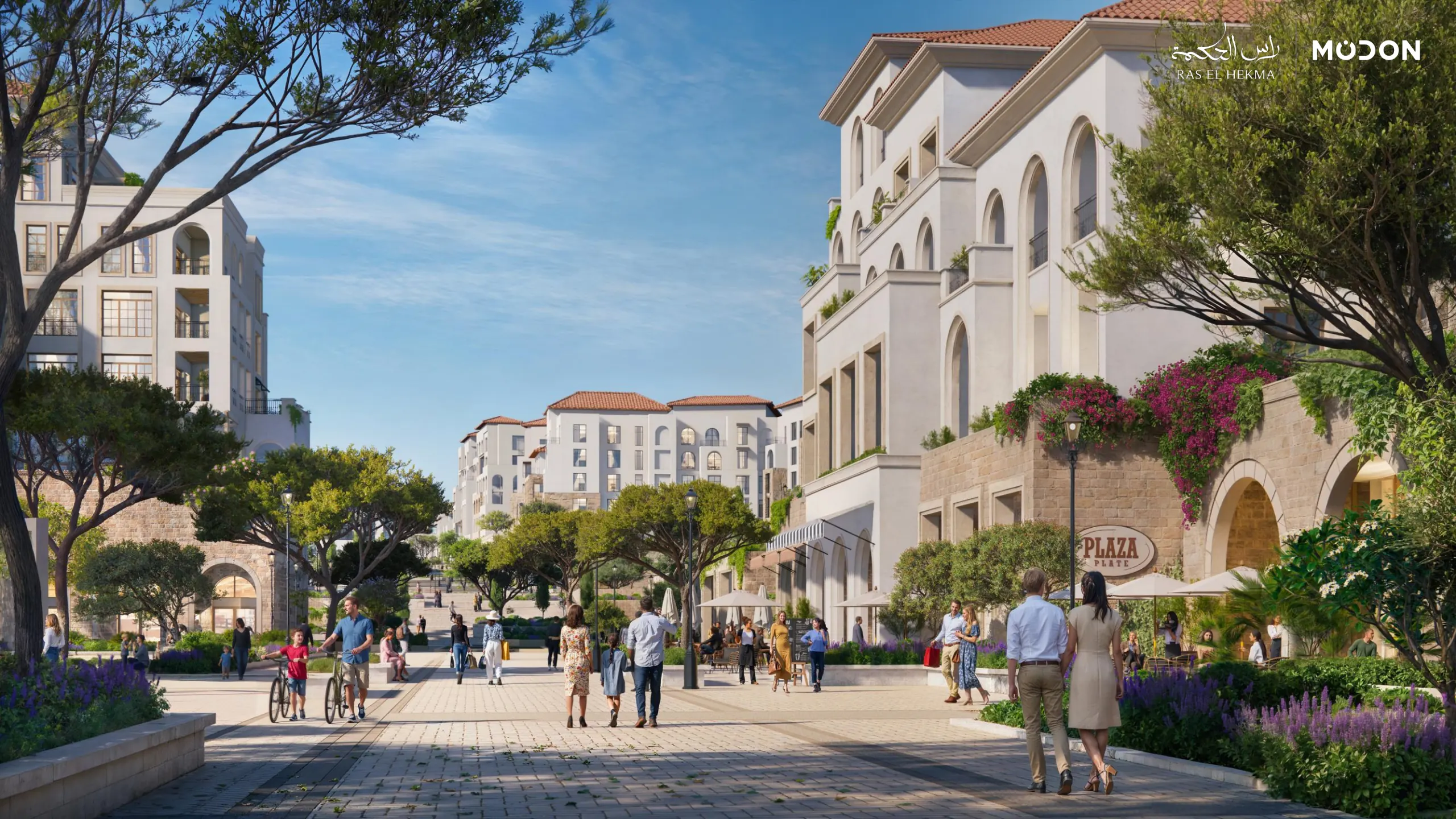 A planted neighbourhood square; complete original Modon design page