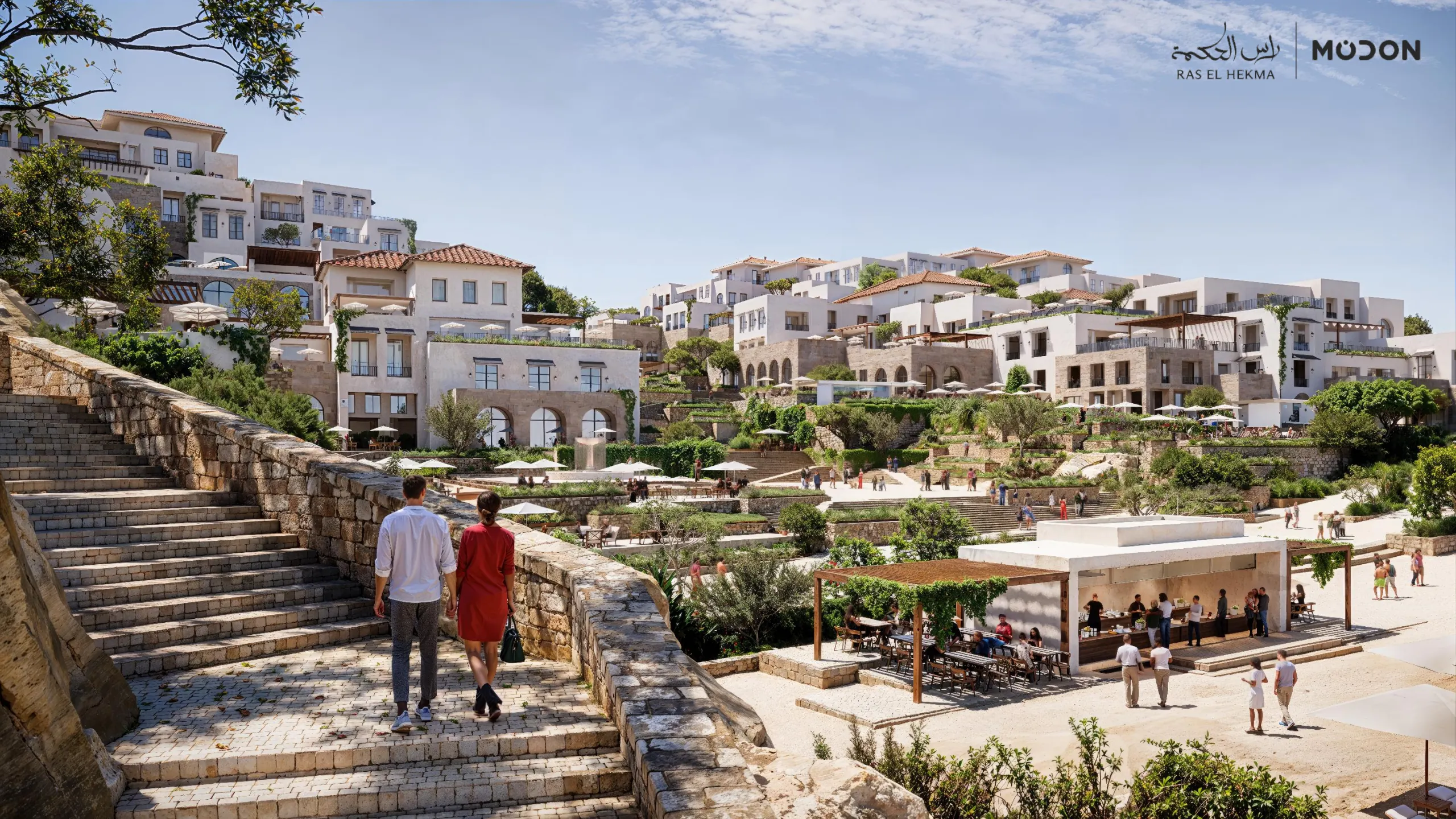 Outdoor steps and terraces; complete original Modon design page