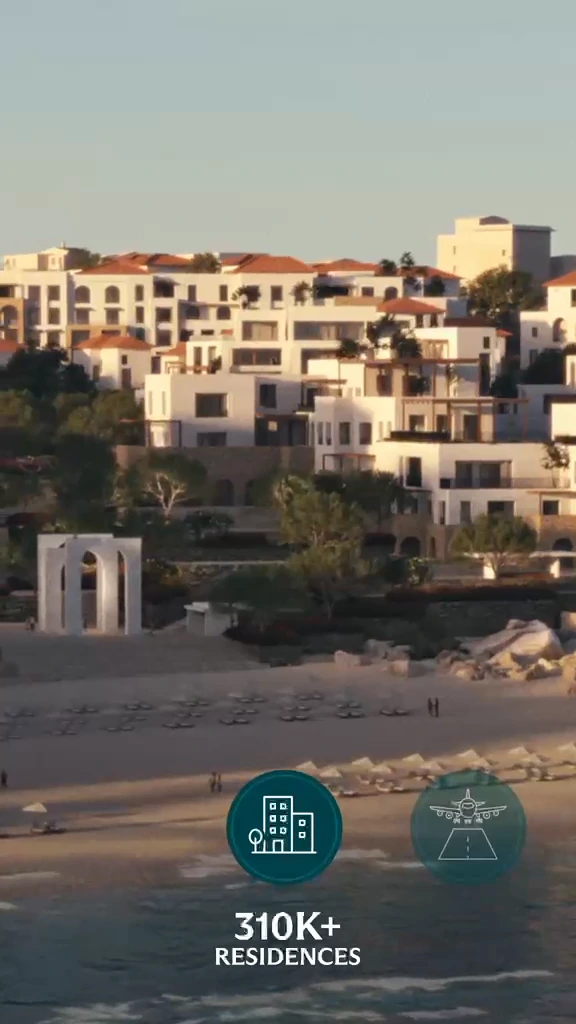 Full source film frame showing 310K+ residences